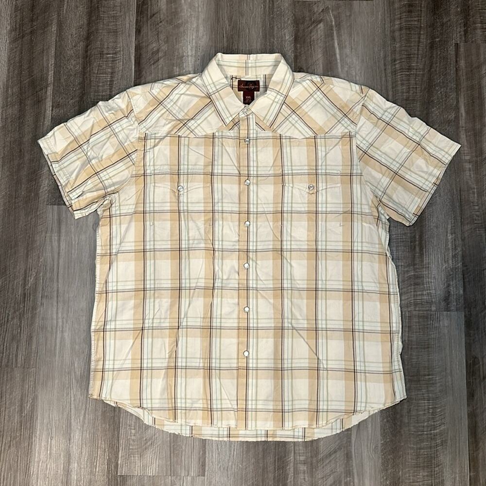 American Rag Cie Western Short Sleeve Pearl Snap Button - 2XL - Picture 2 of 8